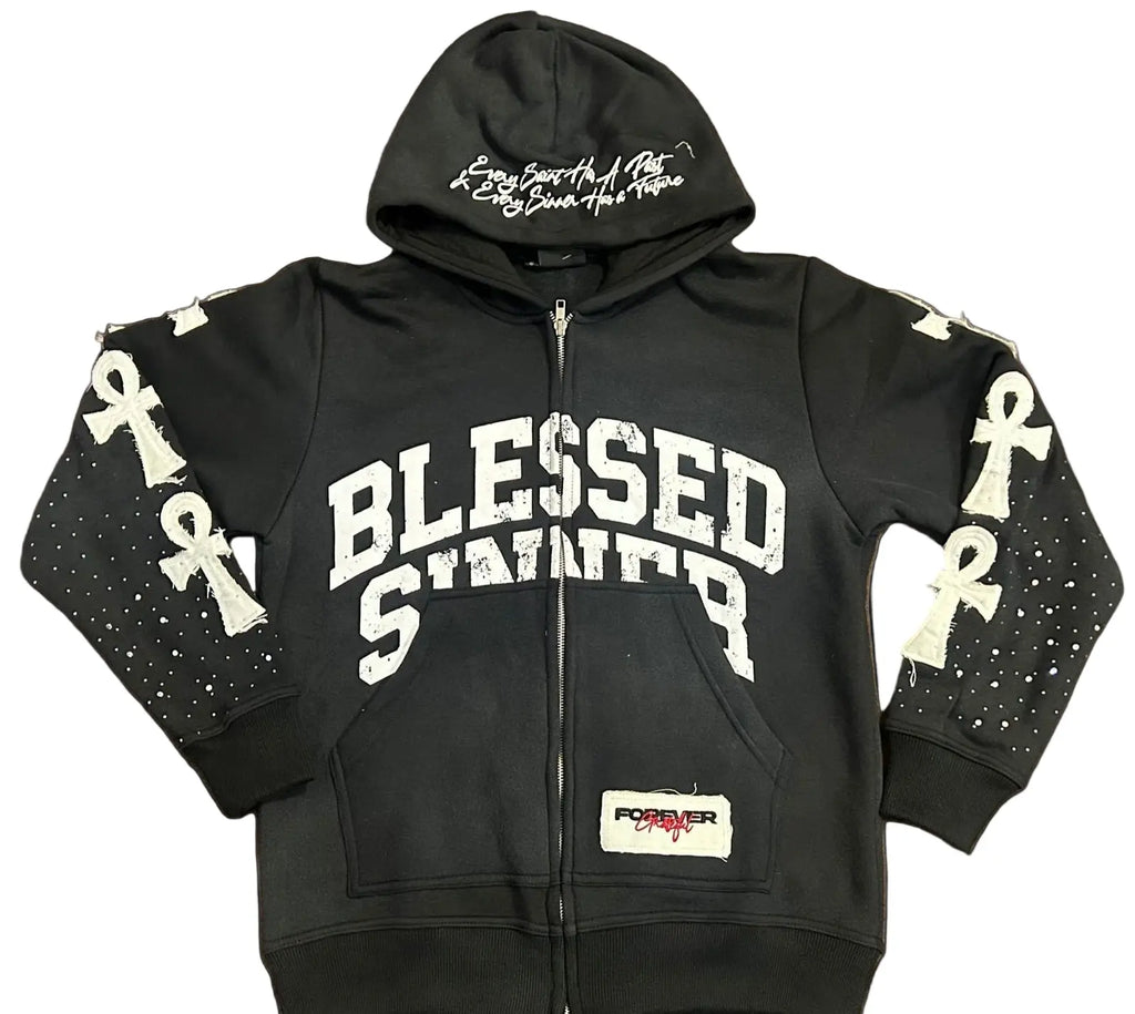 Blackberry long sleeve zip up hoodie - Blessed Sinner Shop