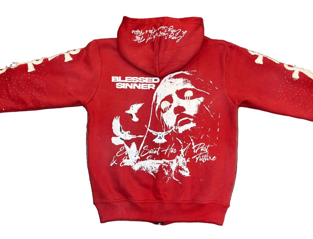 Cherry long sleeve zip up hoodie - Blessed Sinner Shop