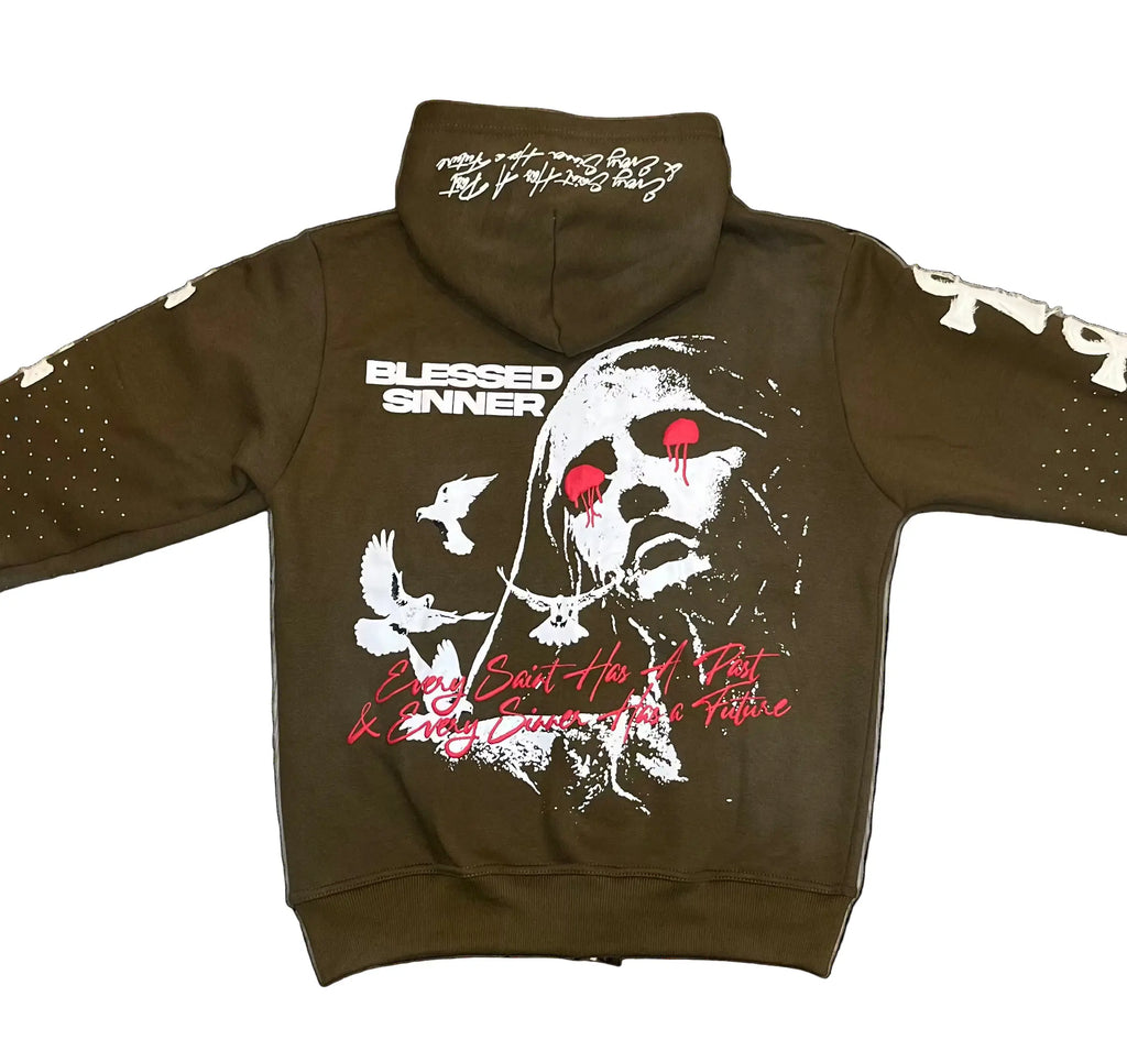Kiwi long sleeve zip up hoodie - Blessed Sinner Shop