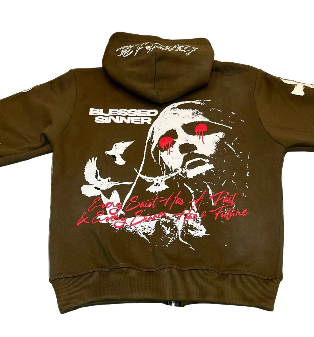 Kiwi long sleeve zip up hoodie - Blessed Sinner Shop